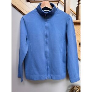 Cutter & Buck Women Blue Pima Cotton Full Zip Jacket L/G Sustainable Golf Travel